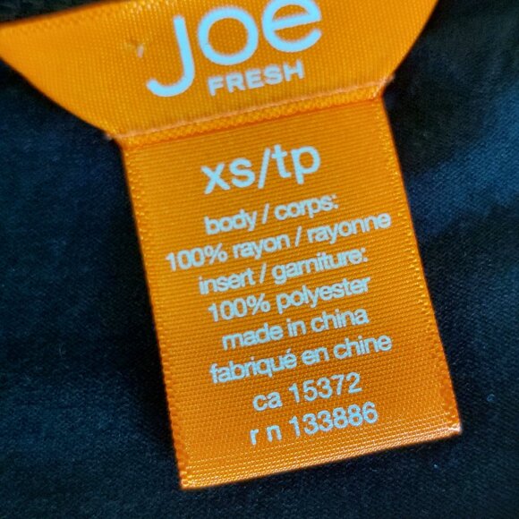 JOE FRESH Women's Black Cap Sleeves Knit Tee-Shirt w/Mesh Panel in Back - XS/TP - Picture 10 of 10